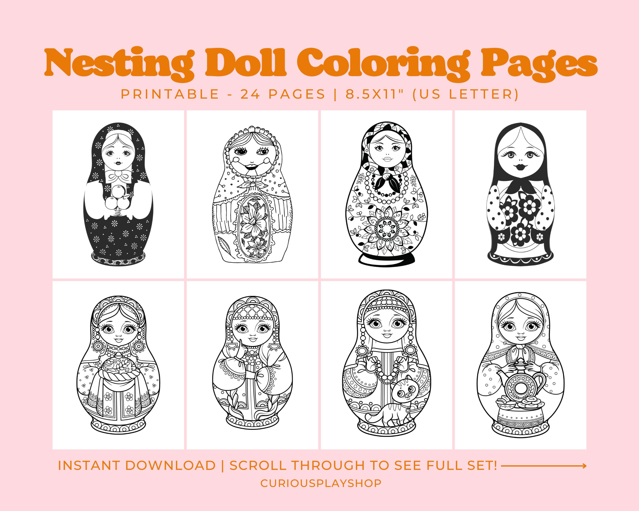 Doll Hairstyles Coloring Book for Adults 15 Beautiful Doll Hairstyles  Greyscale Coloring Pages Printable PDF 