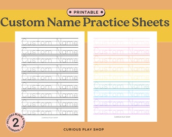 Custom Name Tracing Handwriting Practice Sheets for Kids (Digital Download)