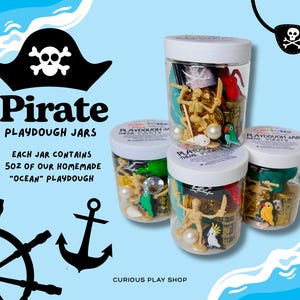 Pirate Playdough Jars | Ocean Playdoh Jar, Sensory Jar for Kids, Gift for Children, Playdough Sensory Jar