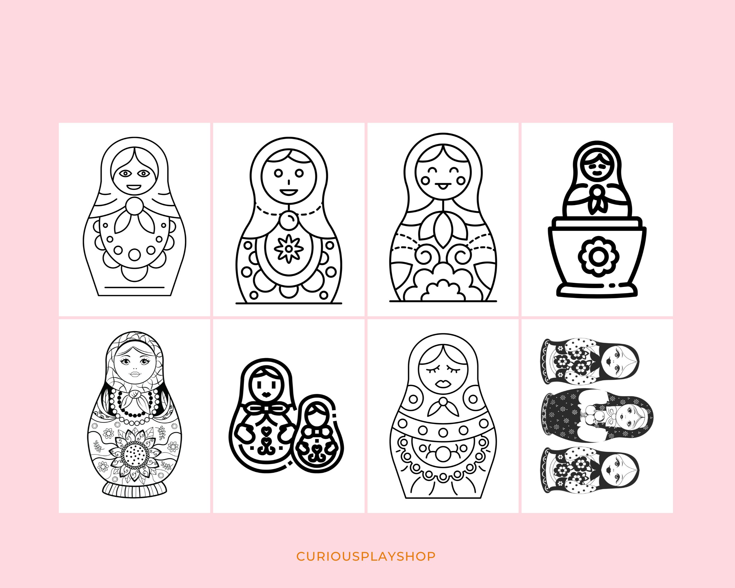 Nesting Doll Coloring Pages, Printable Coloring Pages, Doll Coloring ...