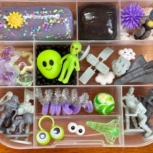 Outer Space/Alien Sensory Kit: Montessori Homemade Playdough Kit for Kids