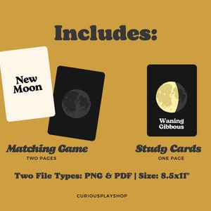 Moon Phases Flash Cards, Lunar Phases Study Guide, Printable Flash ...