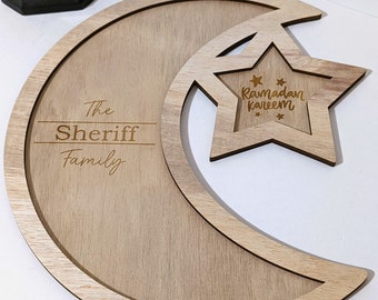 Personalized Crescent Moon Star Tray: Ramadan Eid Decor