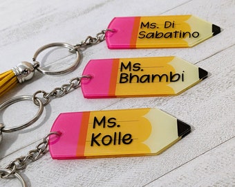 Personalized Teacher Gifts | Customized Pencil Keychain | End of School Year Gift