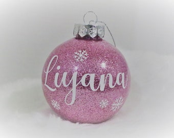 Personalized Christmas Ornaments, Custom Christmas Baubles, Customized Bauble, Glitter Ornament,