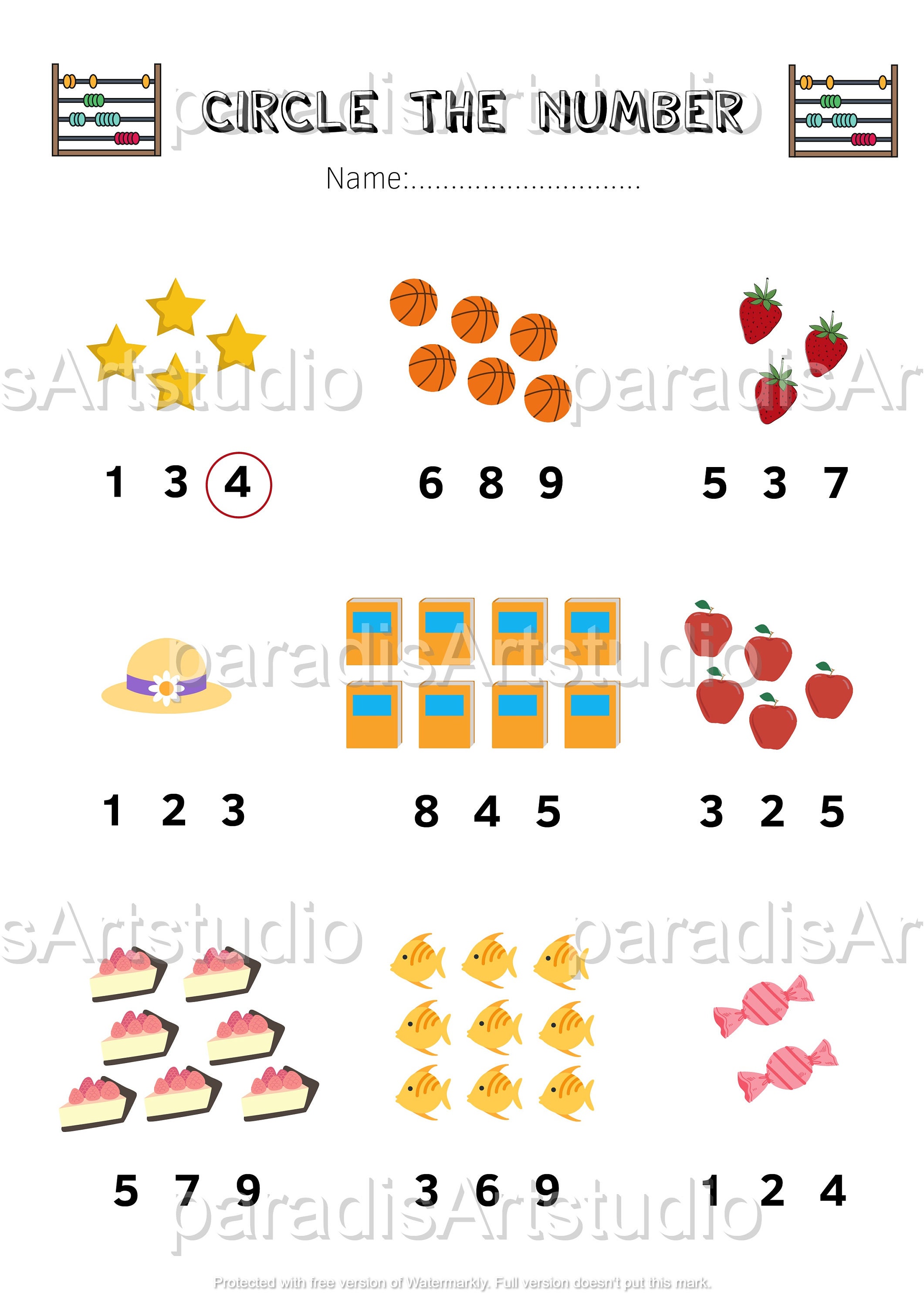 Circle the Number Worksheets, Worksheet for Kids, Preschool Worksheets