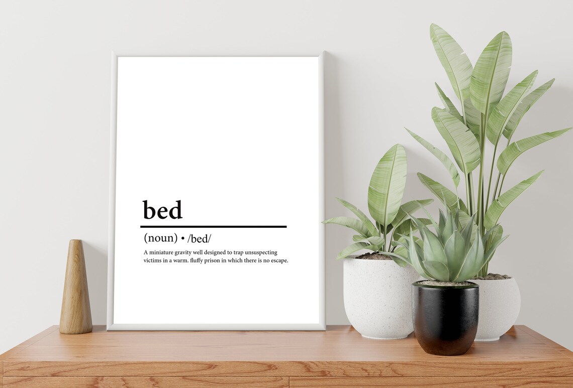 Bed Definition Print Urban Dictionary Funny Saying Funny Etsy