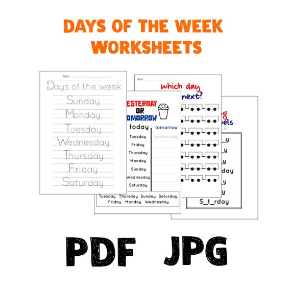 Days of The Week Worksheets Days Worksheet Printable | Etsy