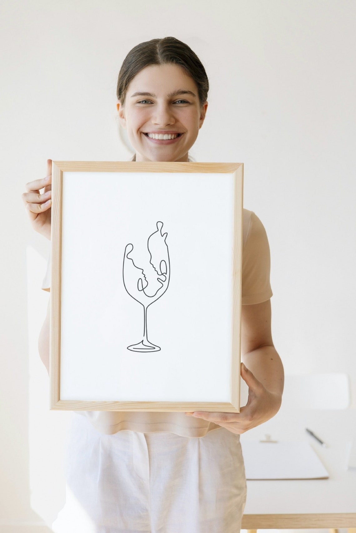 Wine Line Art Poster, Wine Art Print, Alcohol Poster, Wine Lovers Gift