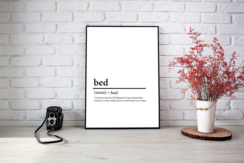 Bed Definition Print Urban Dictionary Funny Saying Funny Etsy