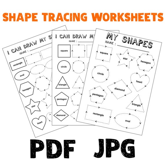 shape tracing tracing worksheet worksheets for kids etsy