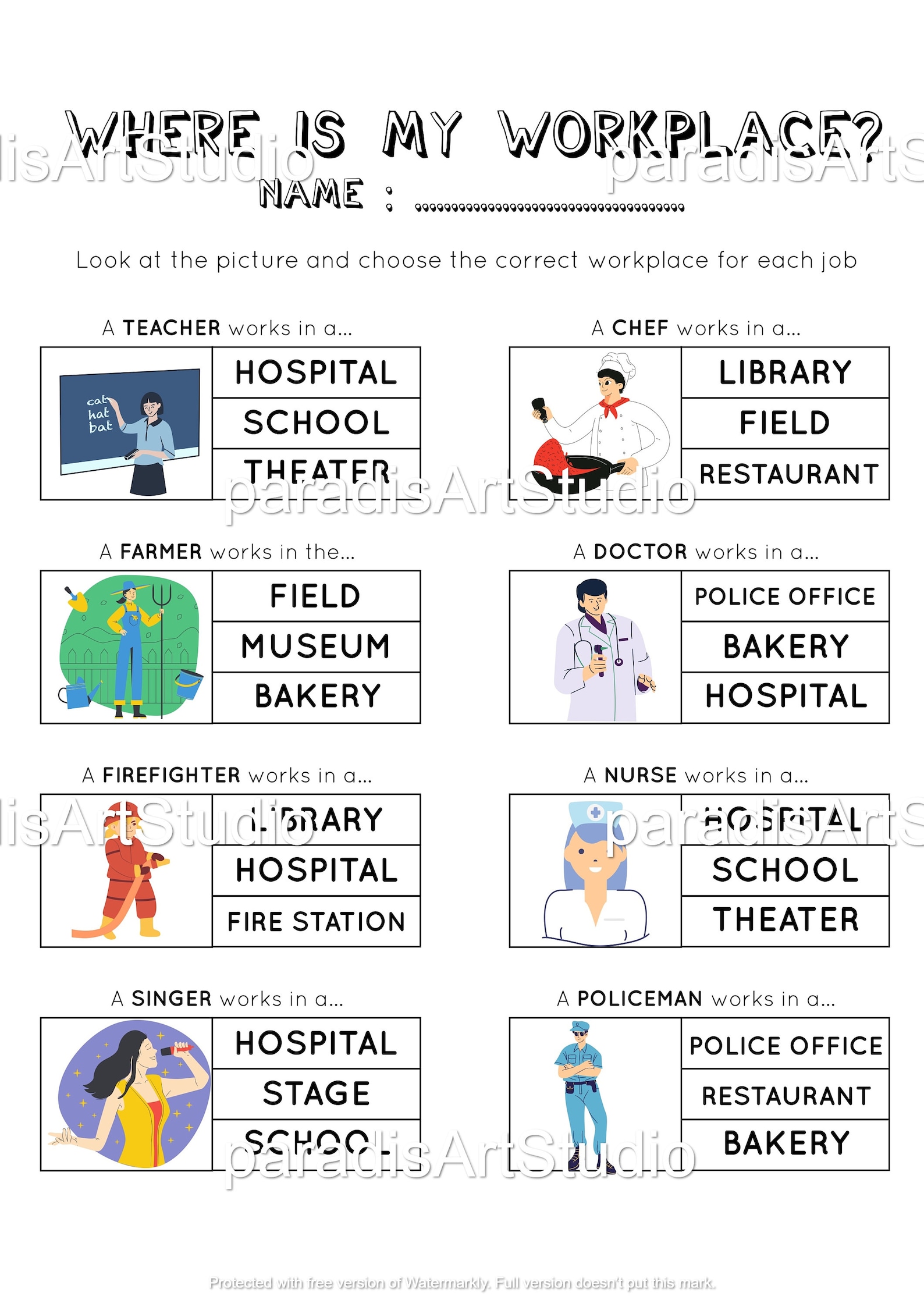 Job Worksheets for Kids, Job Worksheets, Worksheets for Kids, Printable ...