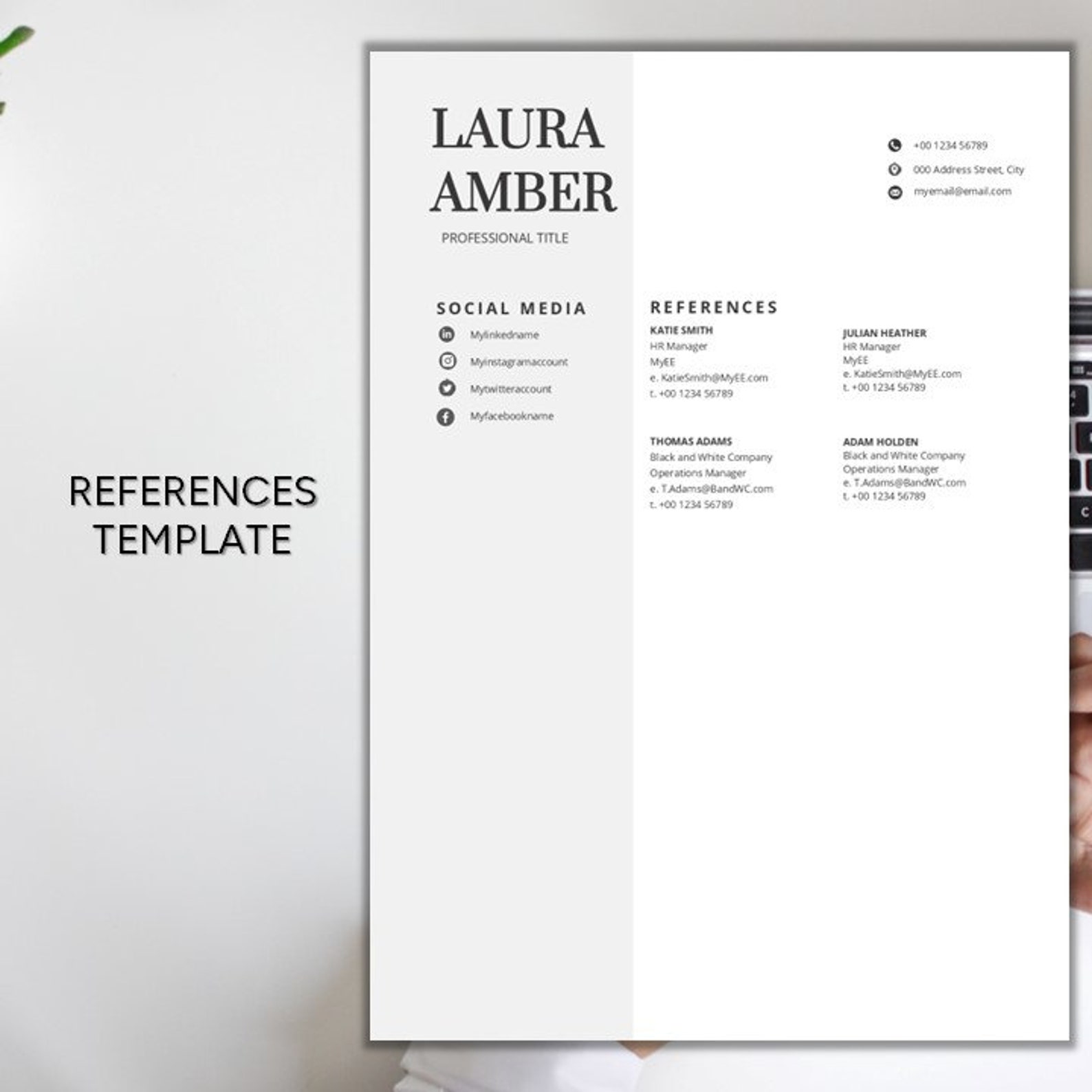 Clean Resume Template Word, Cv Template, Professional Resume, Creative ...