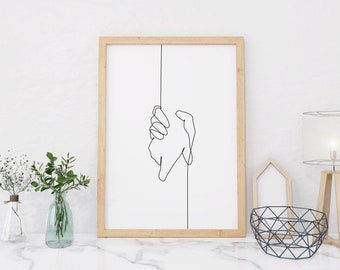 Helping Hands Line Art Poster, Holding hands print, Couple hands print, Take my hand, Minimal printable hand poster, Hands Line Drawing