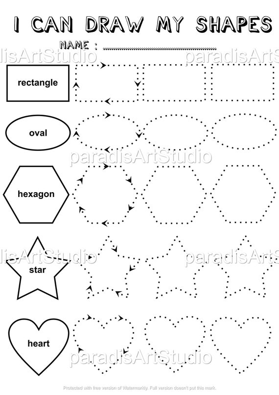 shape tracing tracing worksheet worksheets for kids etsy