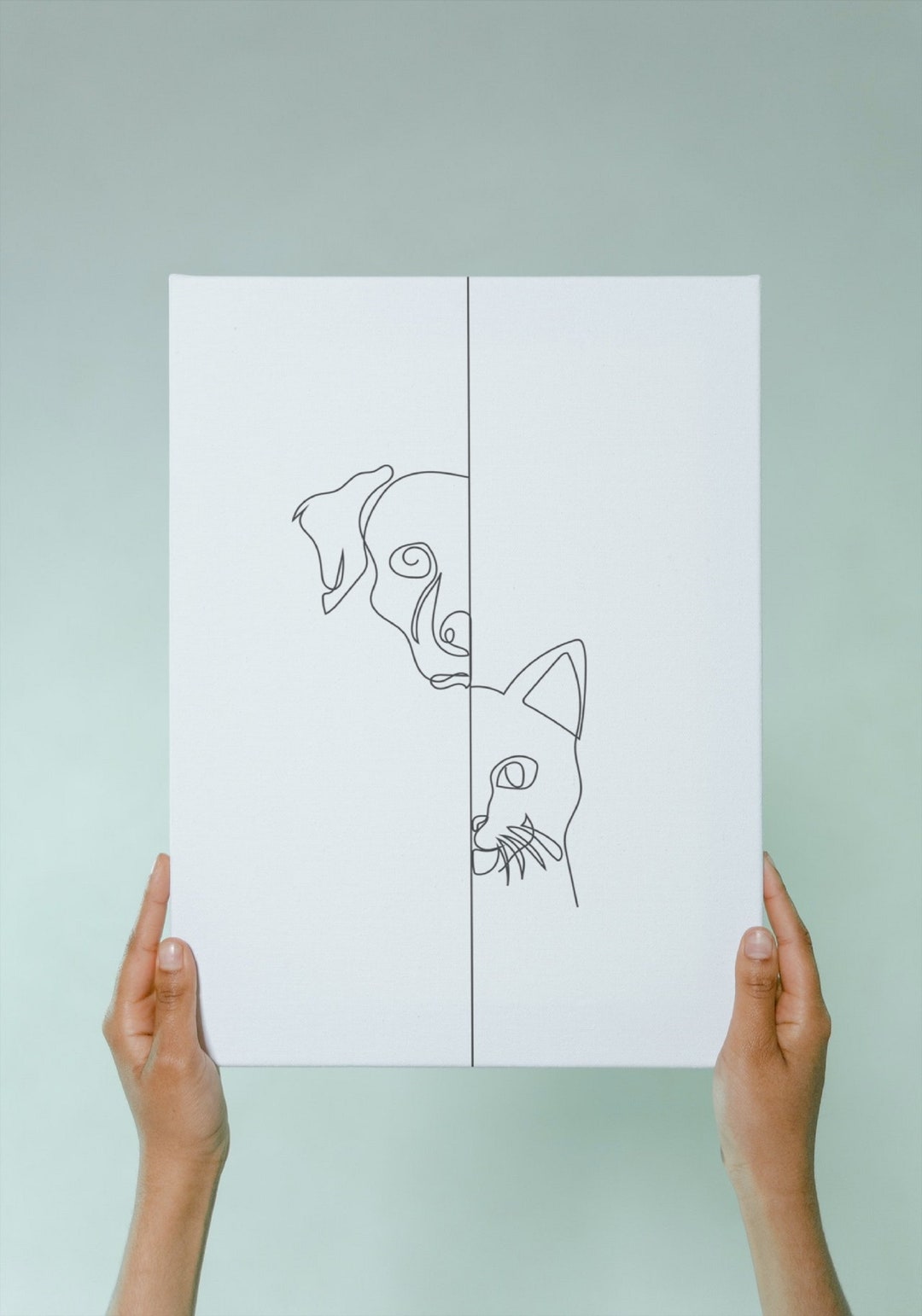 Dog and Cat Art, Dog and Cat Line Drawing, Dog and Cat Simple Line, Dog