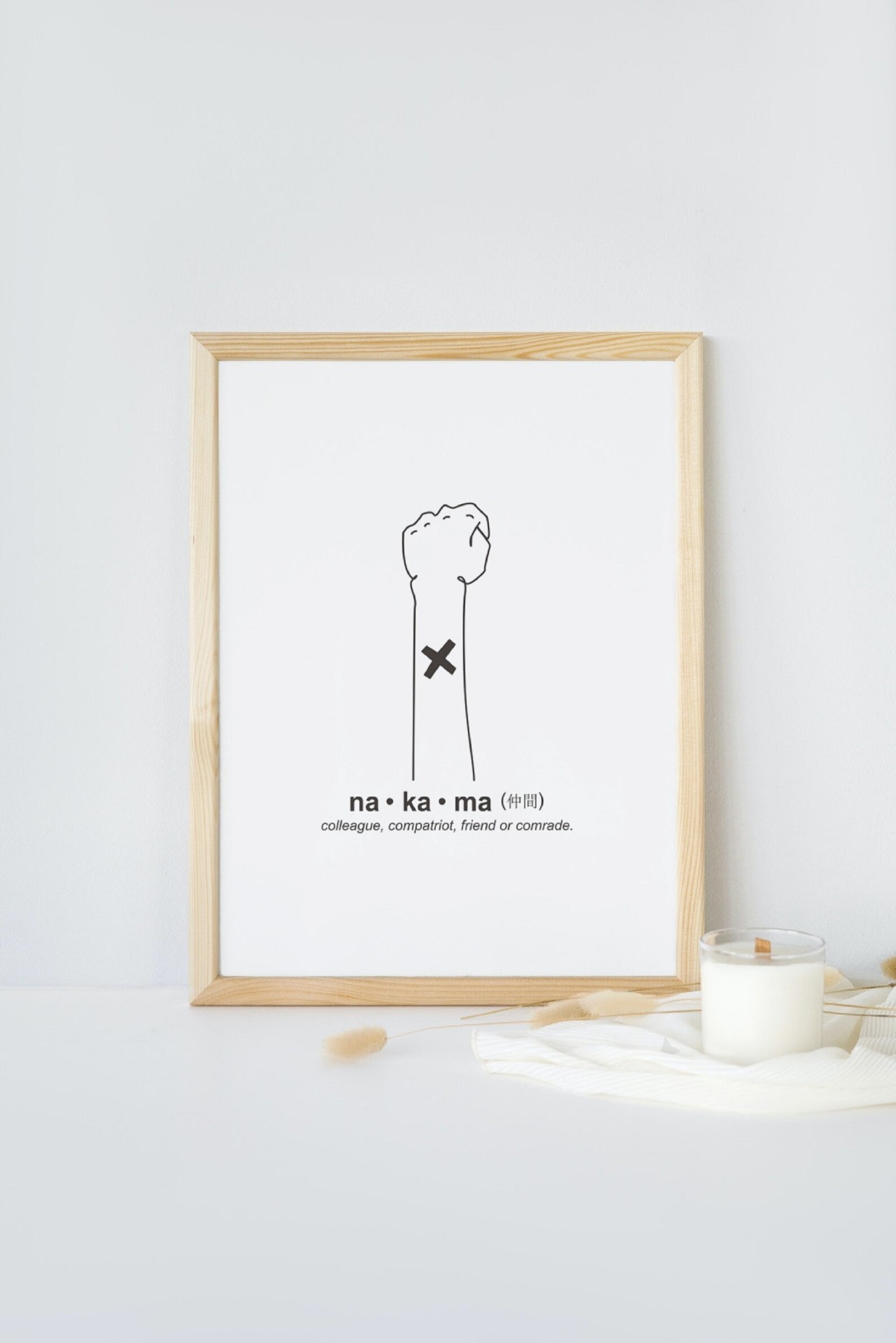 Nakama Line Art Digital Nakama Poster Digital Nakama Japan Etsy