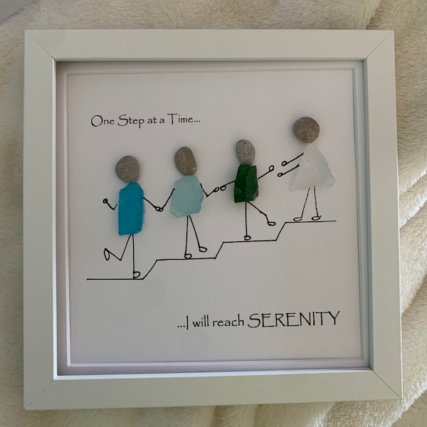 12-Step SERENITY Sea Glass art/AA/Al Anon/Sponsor/Serenity/Sobriety/Recovery/AA Gift/Personalized Gift/alcoholic anonymous/One Day at a Time