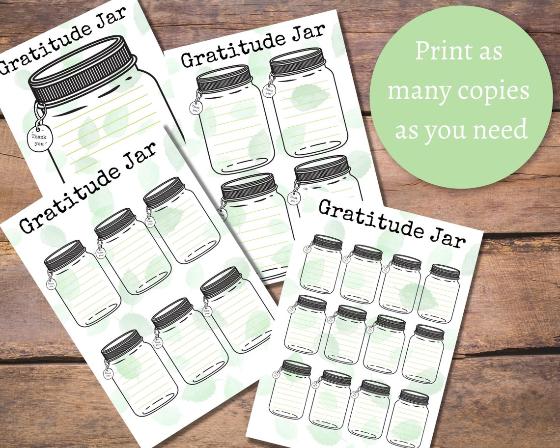 Gratitude Jar Printable Daily Mindfulness Practice Etsy