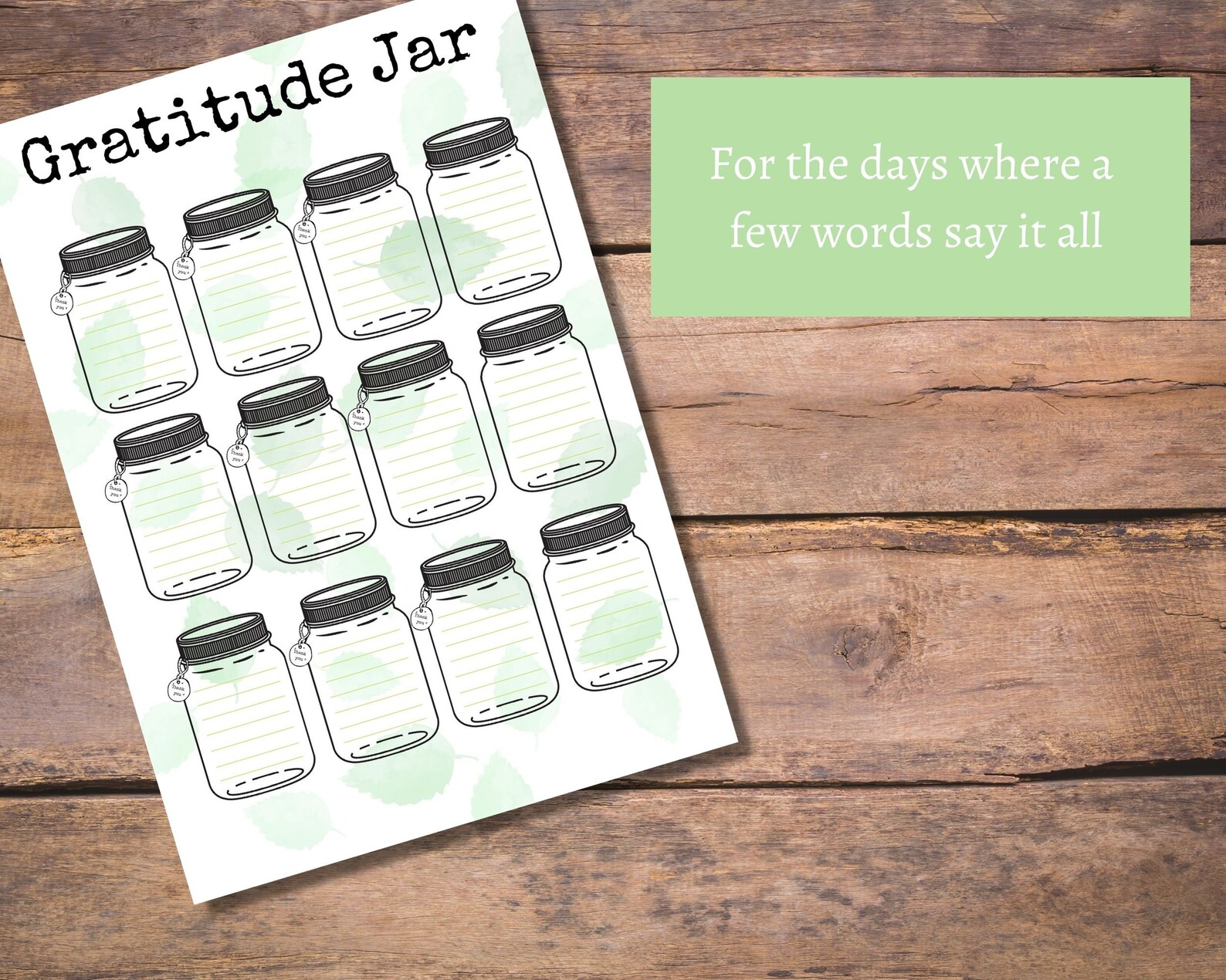 Gratitude Jar Printable Daily Mindfulness Practice Etsy