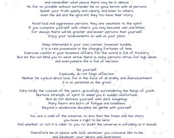 Desiderata Poem Art Print, Inspirational Wall Art (Digital Download)