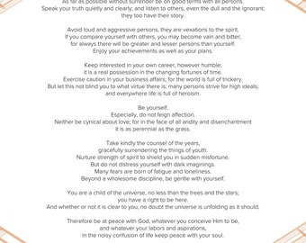 Desiderata Poem Print, Inspirational Wall Art (Digital Download)