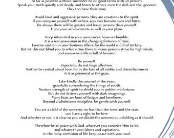 Desiderata Poem Art Print, Inspirational Wall Art (Digital Download)