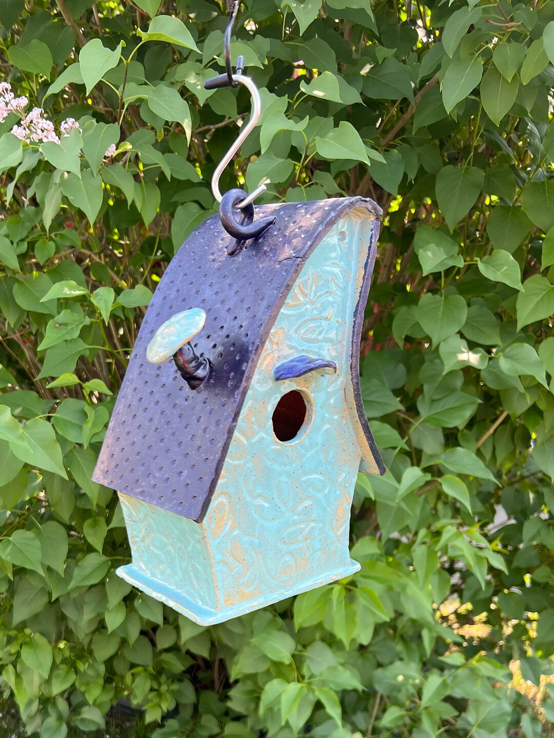 Whimsical Pottery Birdhouse Clay Fairy Birdhouse Garden Etsy