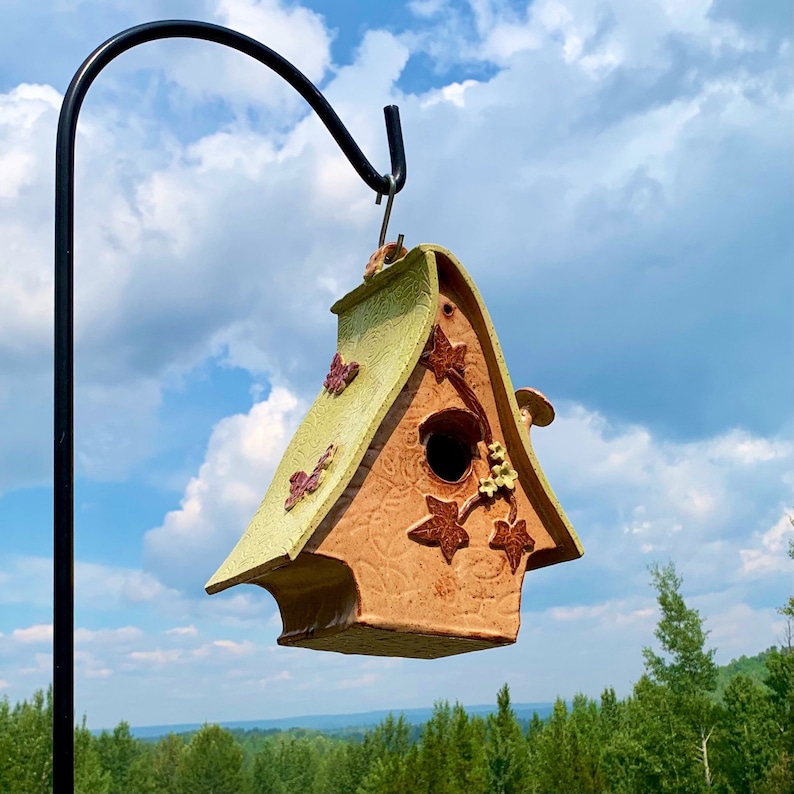 Aframe Pottery Birdhouse Clay Fairy Birdhouse Garden Decor Etsy