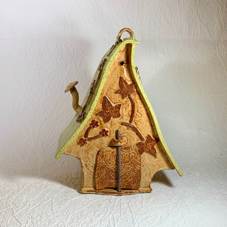 Aframe Pottery Birdhouse Clay Fairy Birdhouse Garden Decor Etsy