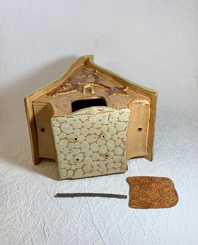 Aframe Pottery Birdhouse Clay Fairy Birdhouse Garden Decor Etsy