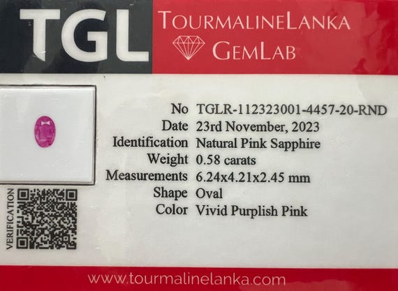 Saphir Rose Naturel De 0,58 Carats - Origine Sri Lanka, Coupe Ronde, Clarté VS