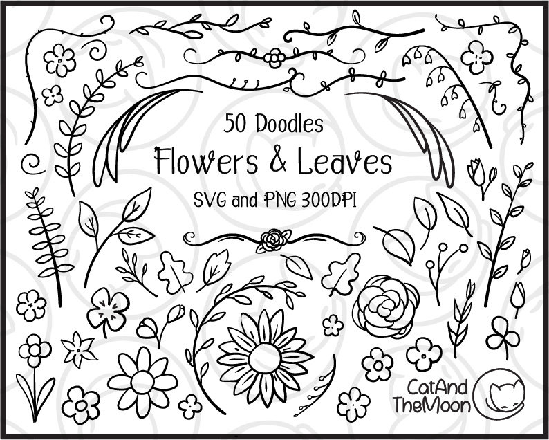 Doodle Flower - Vines Svg, Hand Drawn Flower, Hand Drawn Vines, Nature ...