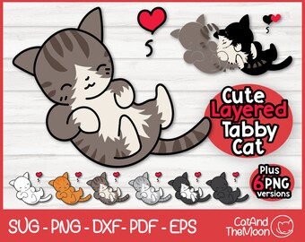 Cute Cat Svg File - Tabby Cat Svg, Orange Cat Svg, Tuxedo Cat Svg, Layered Cat Svg, Baby Cat Svg, Cat Cutting File, Kawaii Cat Svg, Cat Svg