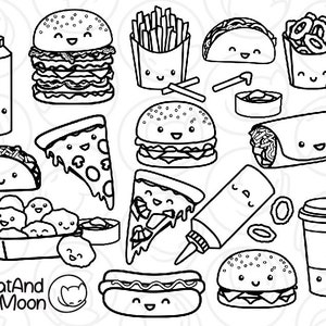 Food Clip Art, Cute Food Clipart, Clipart for Coloring, Coloring Clip ...