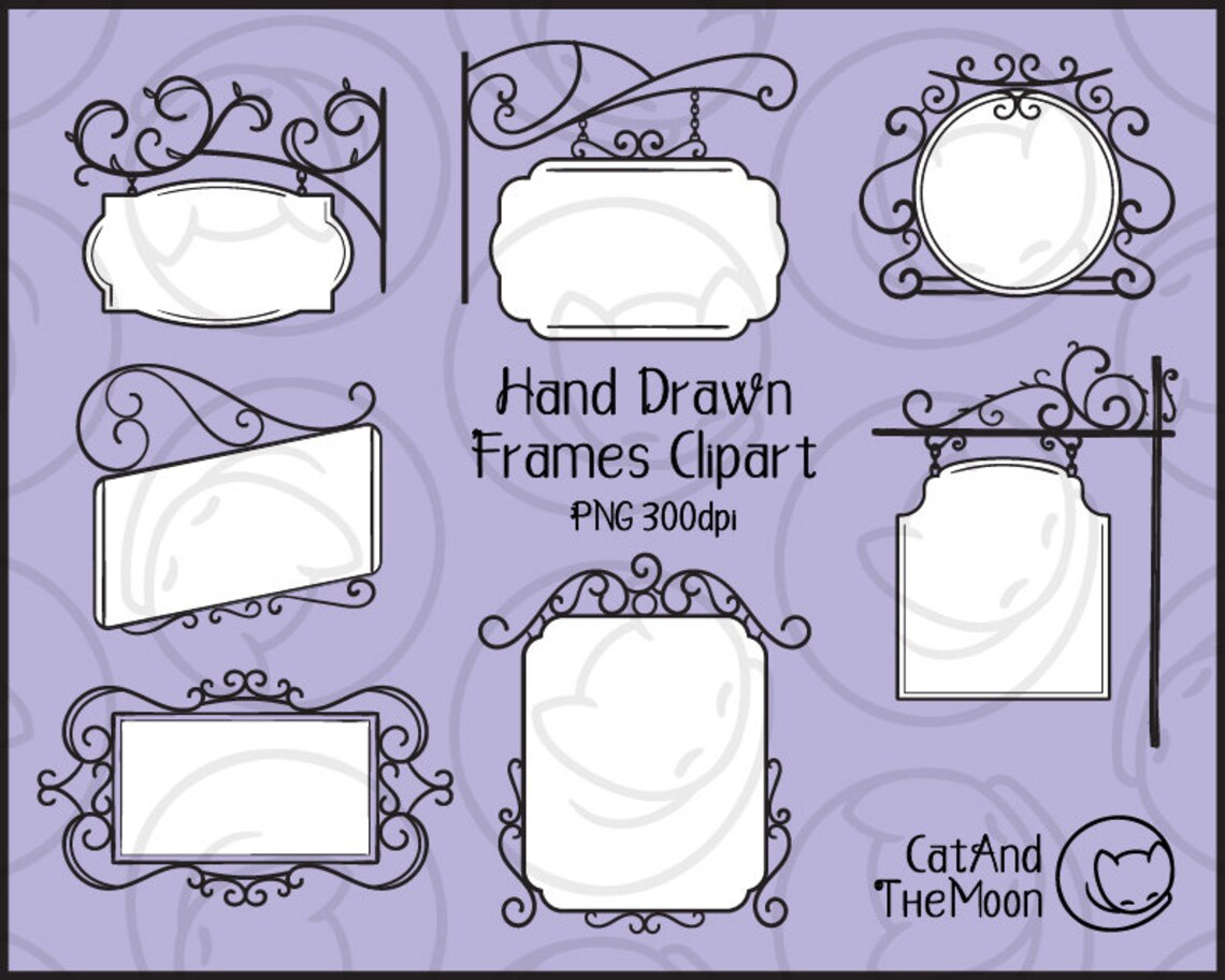 Hanging Sign Clipart Doodle Frame Clipart Doodle Frames - Etsy