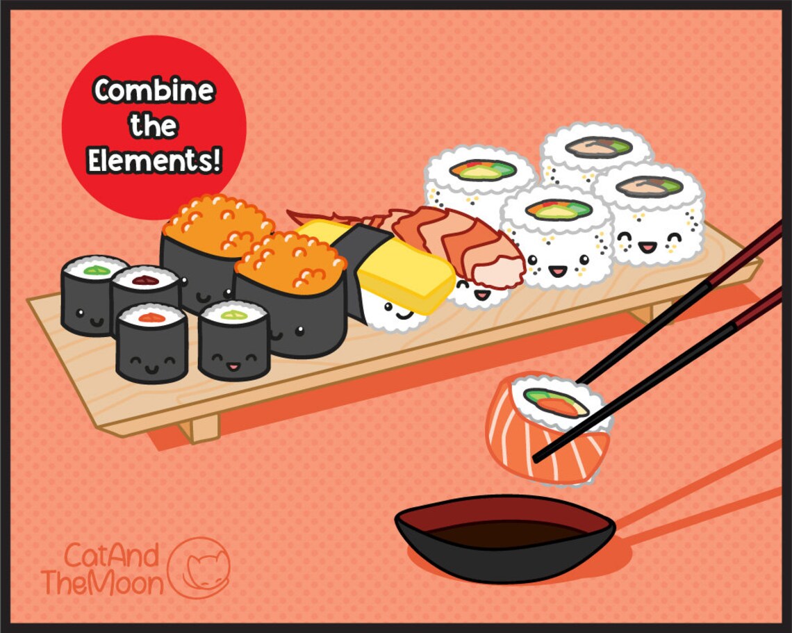 Kawaii Sushi Svg Kawaii Sushi Clipart Sushi Svg Cute Sushi - Etsy