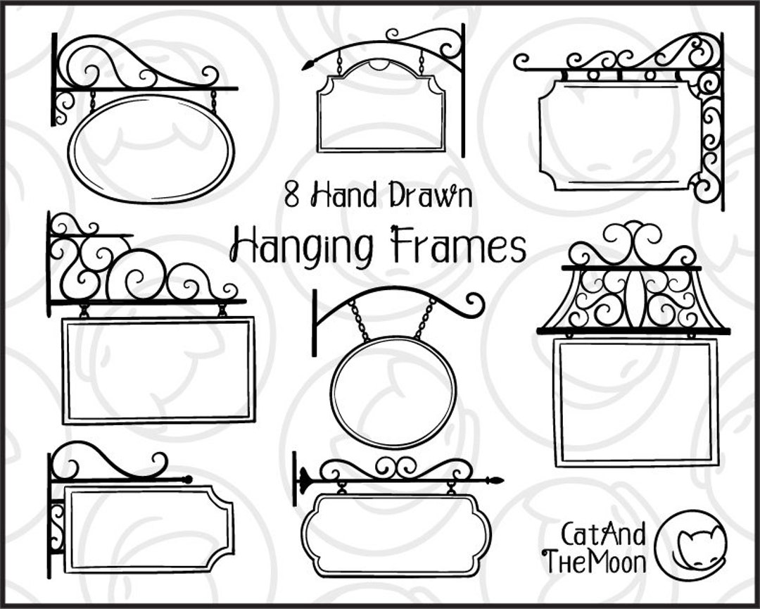 Hanging Sign Svg Street Sign Svg, Retro Sign Printable, Street Sign Clipart,  Retro Sign Clipart, Retro Sign Svg, Hand Drawn Frame - Etsy