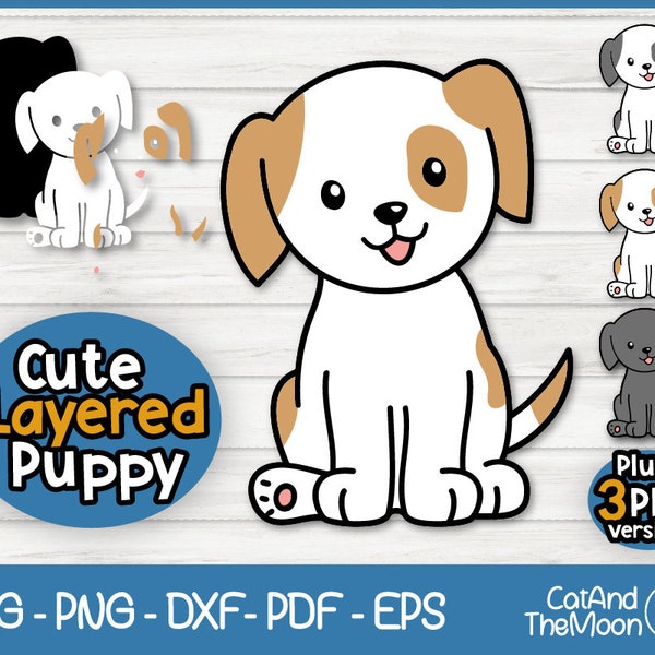 Puppy Svg - Brown Dog Svg, Puppy Cut Files, Cute Puppy Svg, Kawaii Layered Svg, Dog Svg Puppy, Animal Svg Kawaii, Dog Cut Files, Cute Dog
