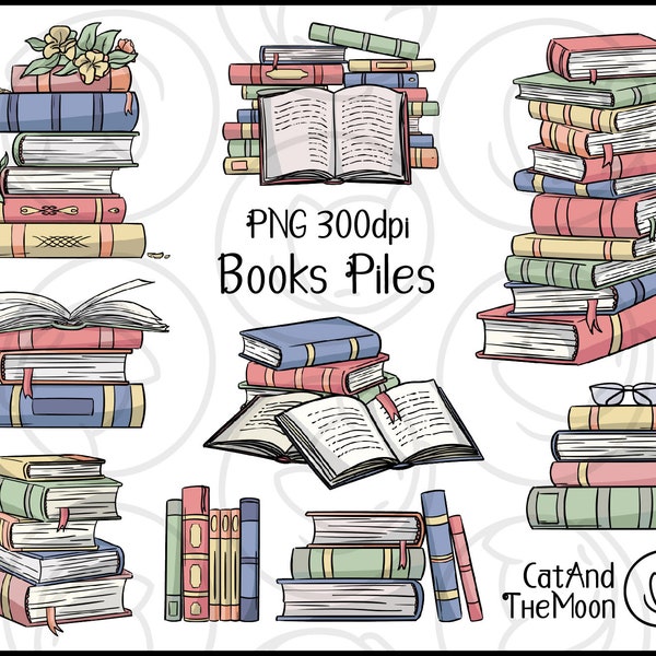 Stack Of Books PNG Clipart - PNG With Transparent Background, Easy To Use, Pastel Color Books, Book Stack Clipart, LibraryClipart, Soft Tone