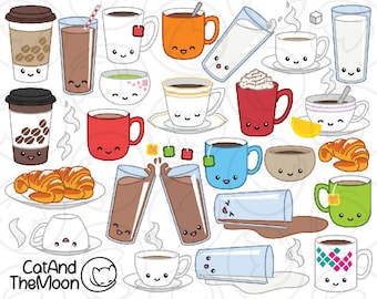 Kawaii Coffee Clipart - Cute Coffee, Easy To Use Png With Transparent Background Print Then Cut File For Cards Colorful Printable Stickers