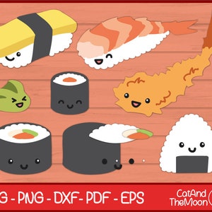 Sushi Cut File, Sushi Svg, Kawaii Sushi Svg, Layered Cut File Svg, Sushi Files Cricut , Sushi Silhouette, Kawaii Food Svg, Sushi Cut File