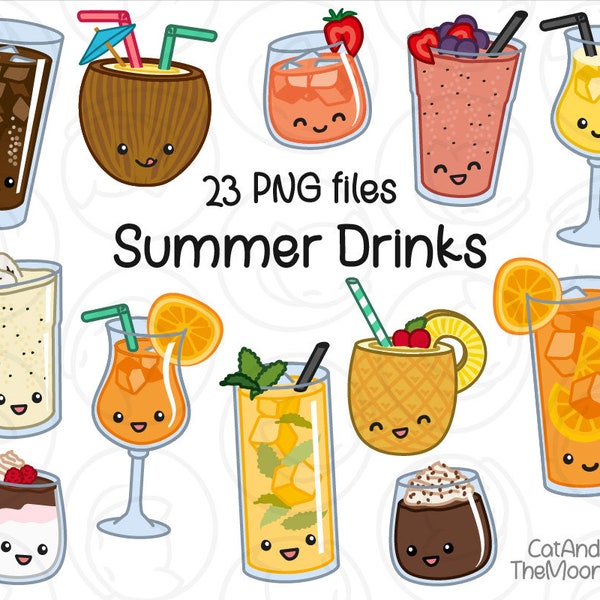 Summer Drinks Clipart - Easy to Use Png Transparent Background Tropical Cocktail Soda Glass Jar Coconut Umbrella Pineapple Slice Fun Party