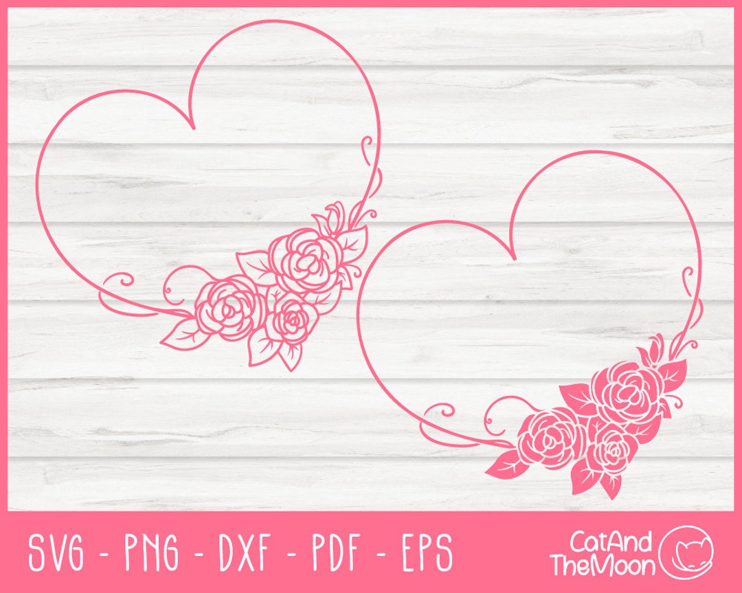 Floral Heart Svg, Flower Frame Svg, Files for Cricut, Heart Frame Svg ...