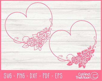 Floral Heart Svg, Flower Frame Svg, Files For Cricut, Heart Frame Svg, Heart Flower Svg, Rose Frame Svg, Rose Heart Svg, Floral Frame Svg