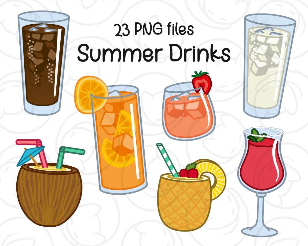 Summer Drinks Clipart Easy to Use Png Transparent Background Tropical ...