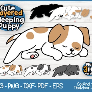 Slapende puppy Svg - slapende hond Svg, puppy silhouet, hond silhouet Svg, gevlekte hond Svg, luie hond Svg, schattige slapende hond, puppy Svg