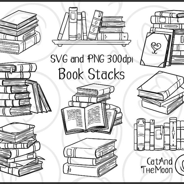 Book Stack Clipart, Book Svg, Book Clipart, Book Stack Svg, Book Pile Svg, Stack Of Books Svg, Open Book Svg, Bookshelf Svg, Book Png, Book