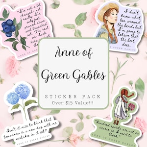 Anne of Green Gables Sticker Pack- Avonlea, Bookish, Prince Edward Island, Waterproof Sticker, Weatherproof Vinyl, Cottagecore, Flower, Gift