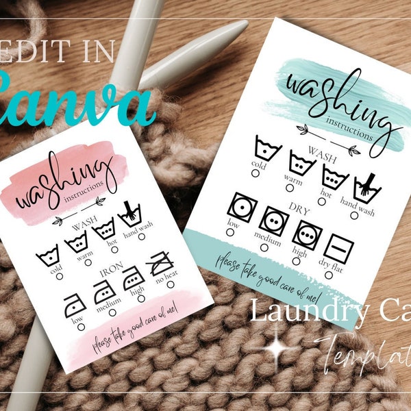 Printable Care Tags for Handmade Items, Crochet/Knit Care Tags, DIGITAL DOWNLOAD, Laundry Care Tags, Hand Crocheted Care Tags